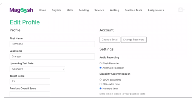 Maggosh-Student Dashboard-Edit Profile