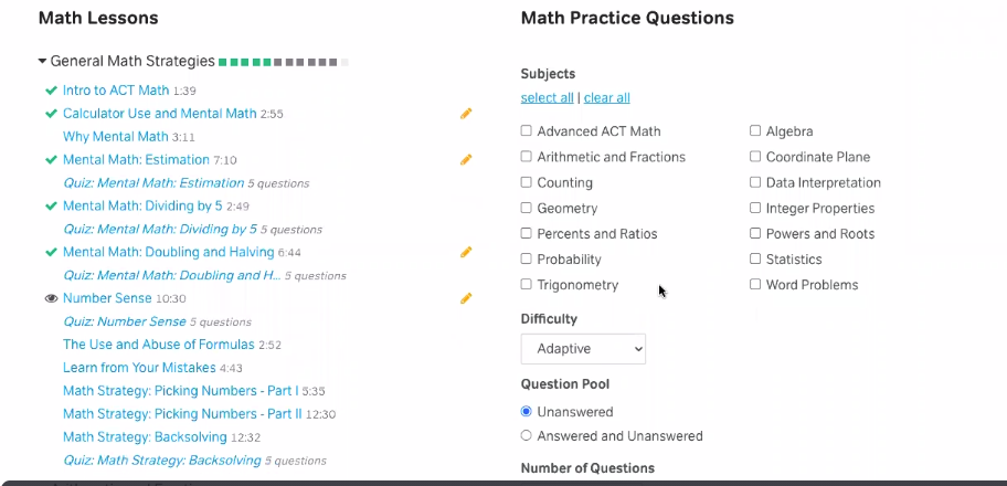 Magoosh - Student Dashboard - Math Practice Questions