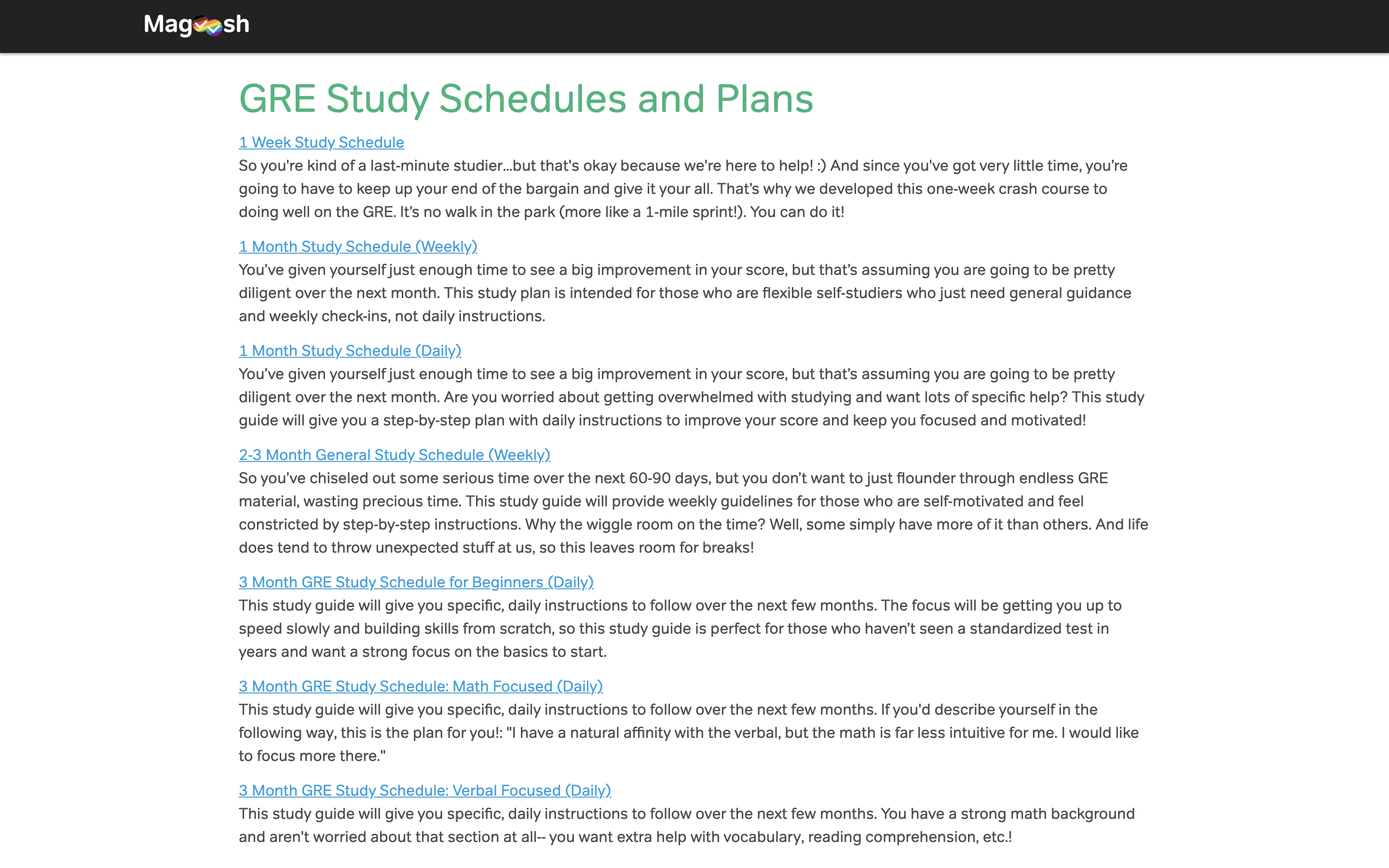 GRE - Study Schedule