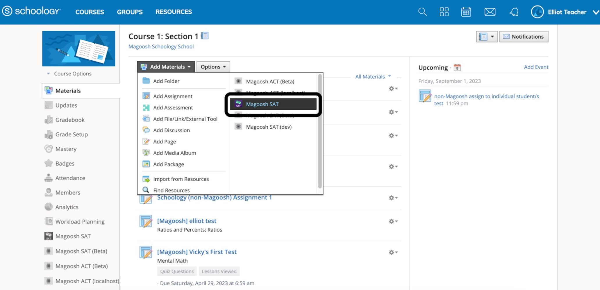 How to set up and use Magoosh with Schoology