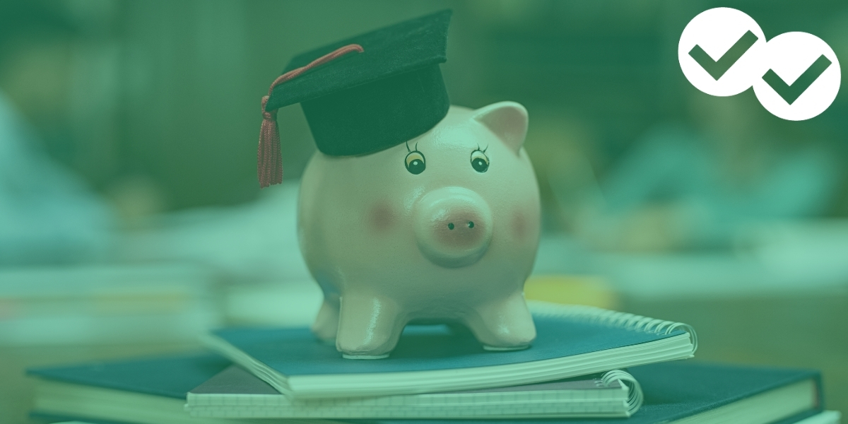 Piggy bank with college hat